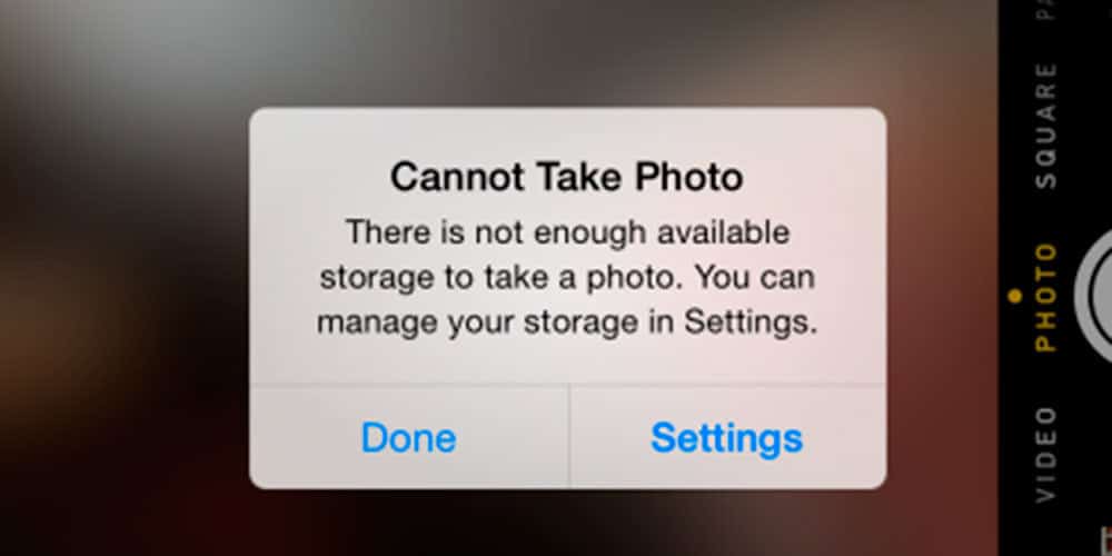 Storage Full iPhone