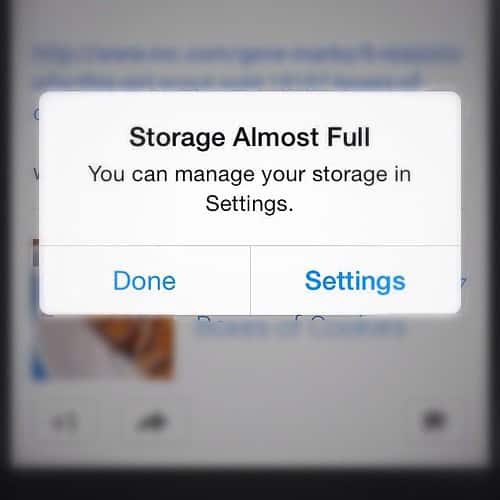Storage Almost Full on iPhone