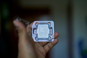 a person holding a small processor in their hand