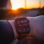 silver aluminum case apple watch with brown leather strap