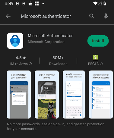 Screenshot of Google Play.