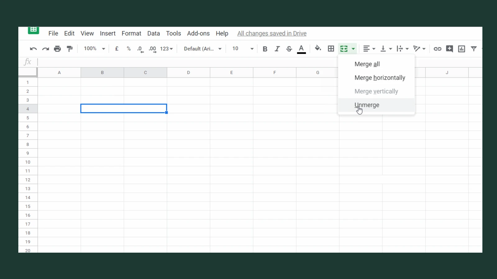 Google Sheets - Merges