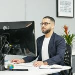 a person sitting at a desk