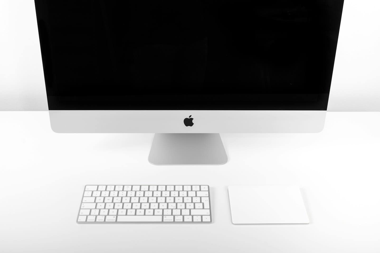 iMac turned off on white desk