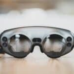 black glasses on floor