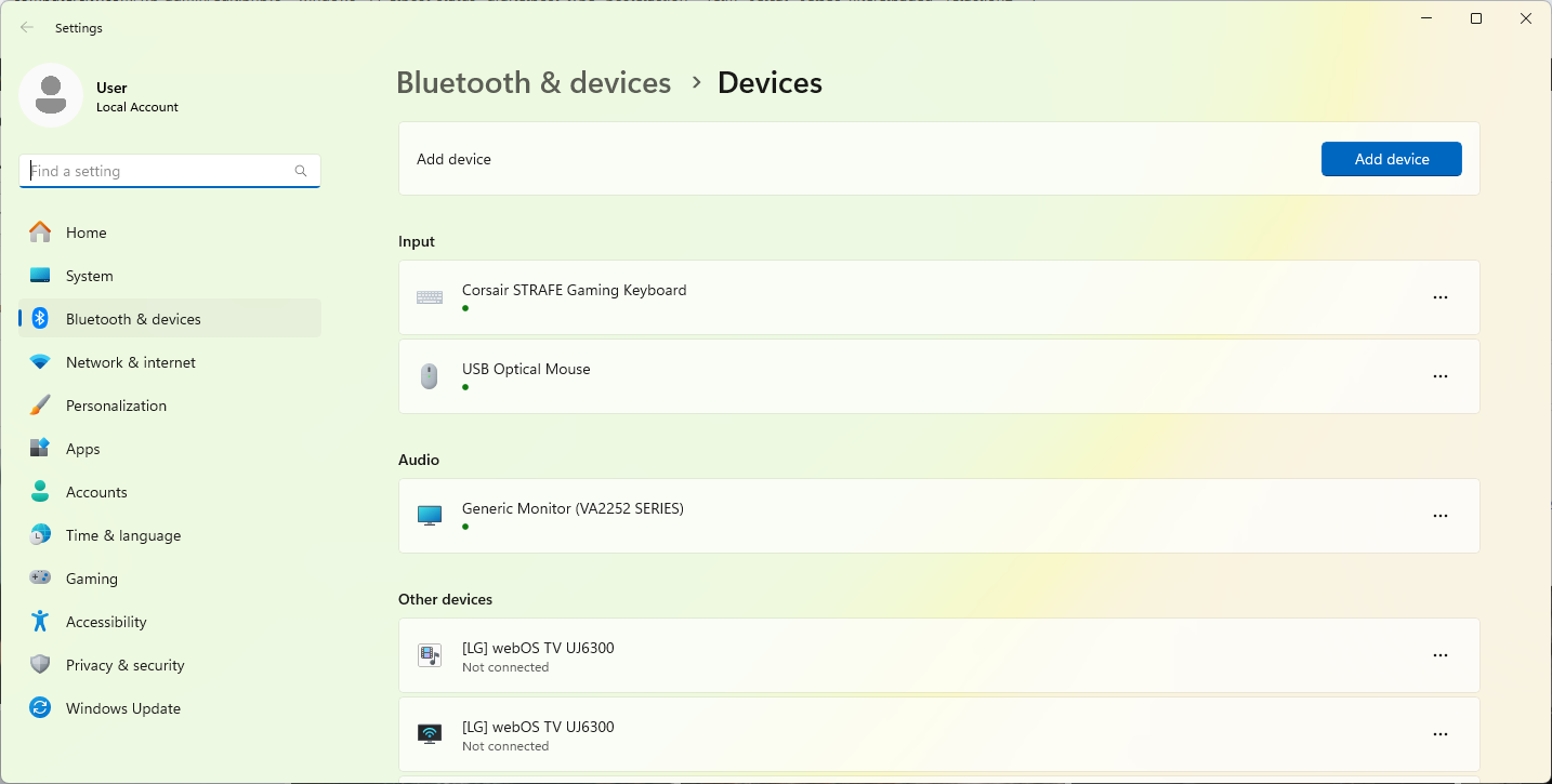 Windows Bluetooth Settings