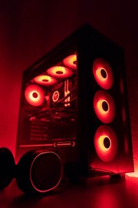 red and black lighted wall decor